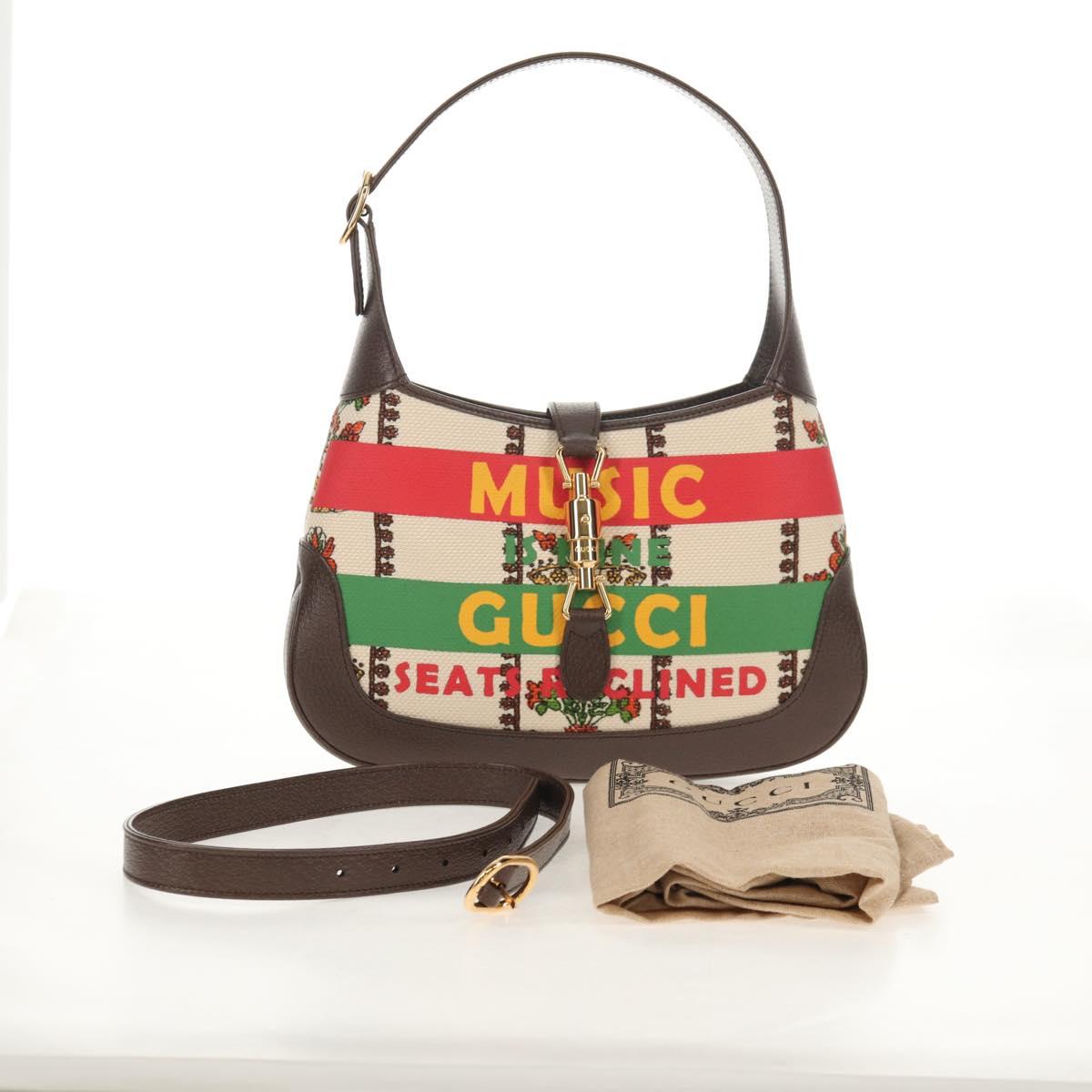 GUCCI New Jackie Shoulder Bag Canvas Brown Gold 636706 Auth 134340AM