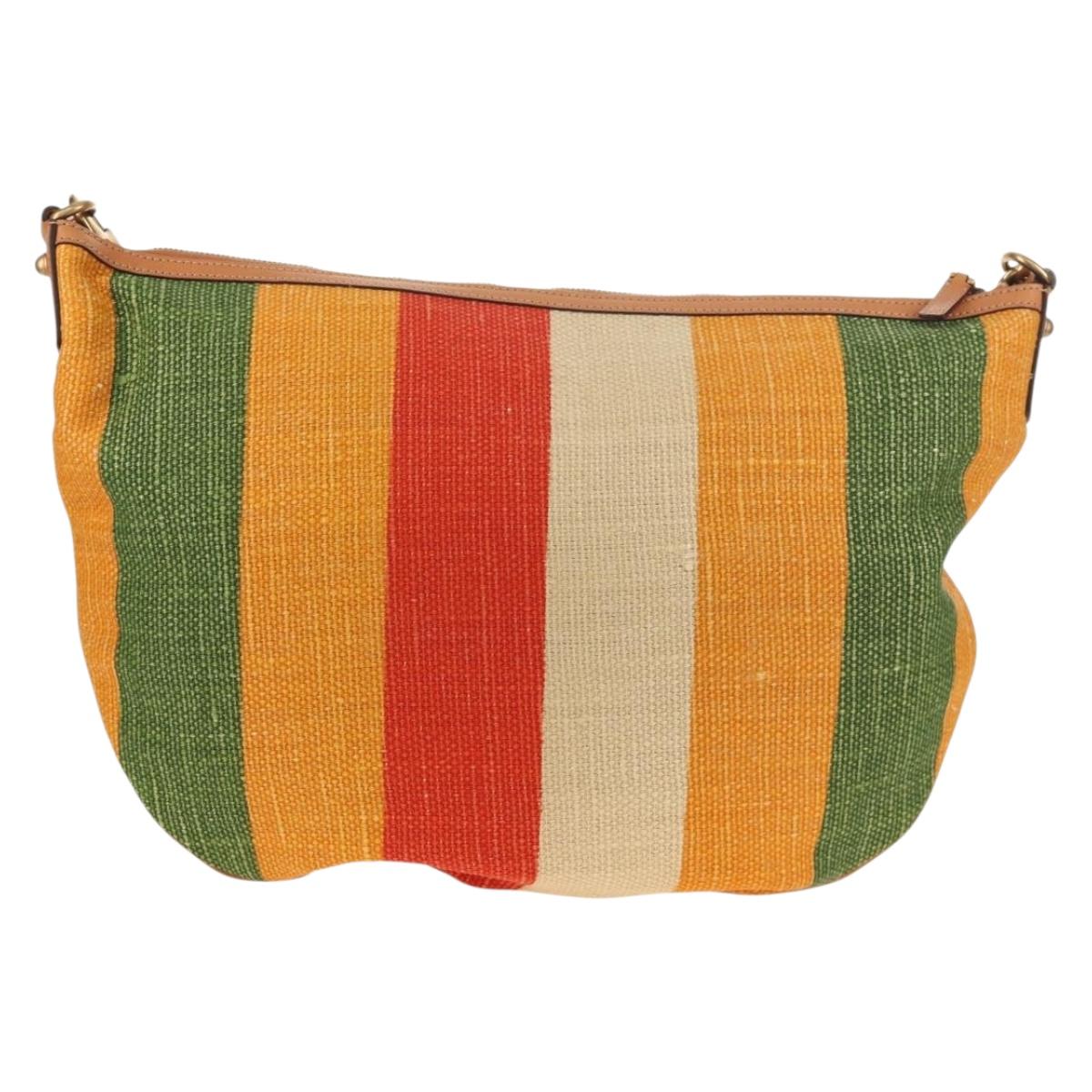 GUCCI Interlocking Shoulder Bag Canvas Multicolor Gold Auth 134341V