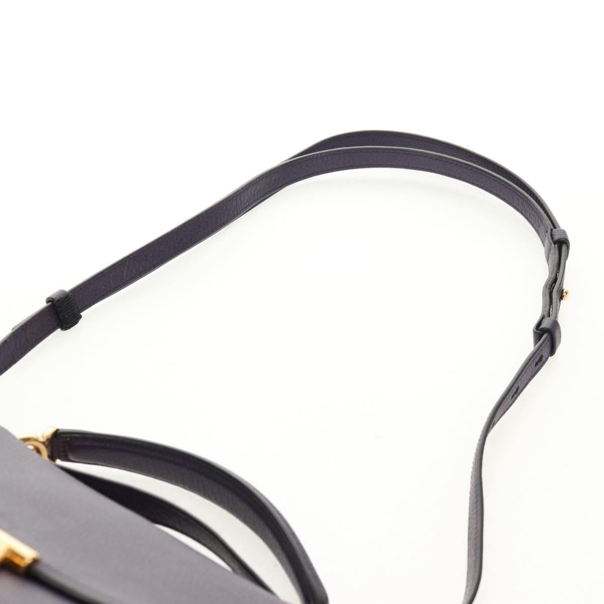 Salvatore Ferragamo Gancini Hand Bag Leather 2way Purple Gold Auth 134342V