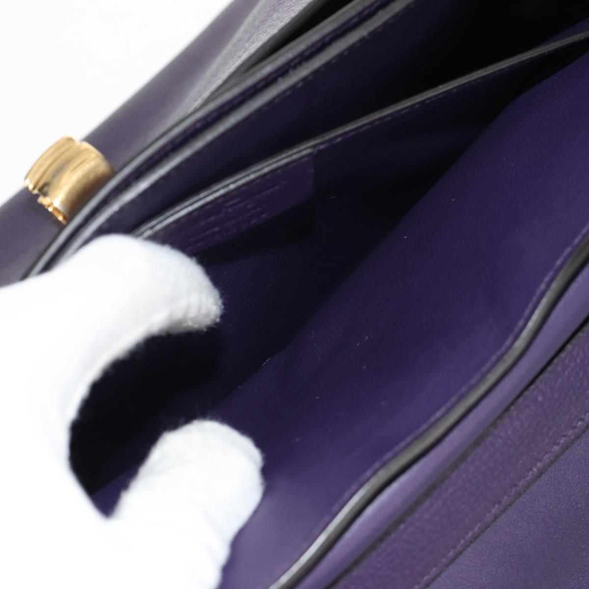 Salvatore Ferragamo Gancini Hand Bag Leather 2way Purple Gold Auth 134342V