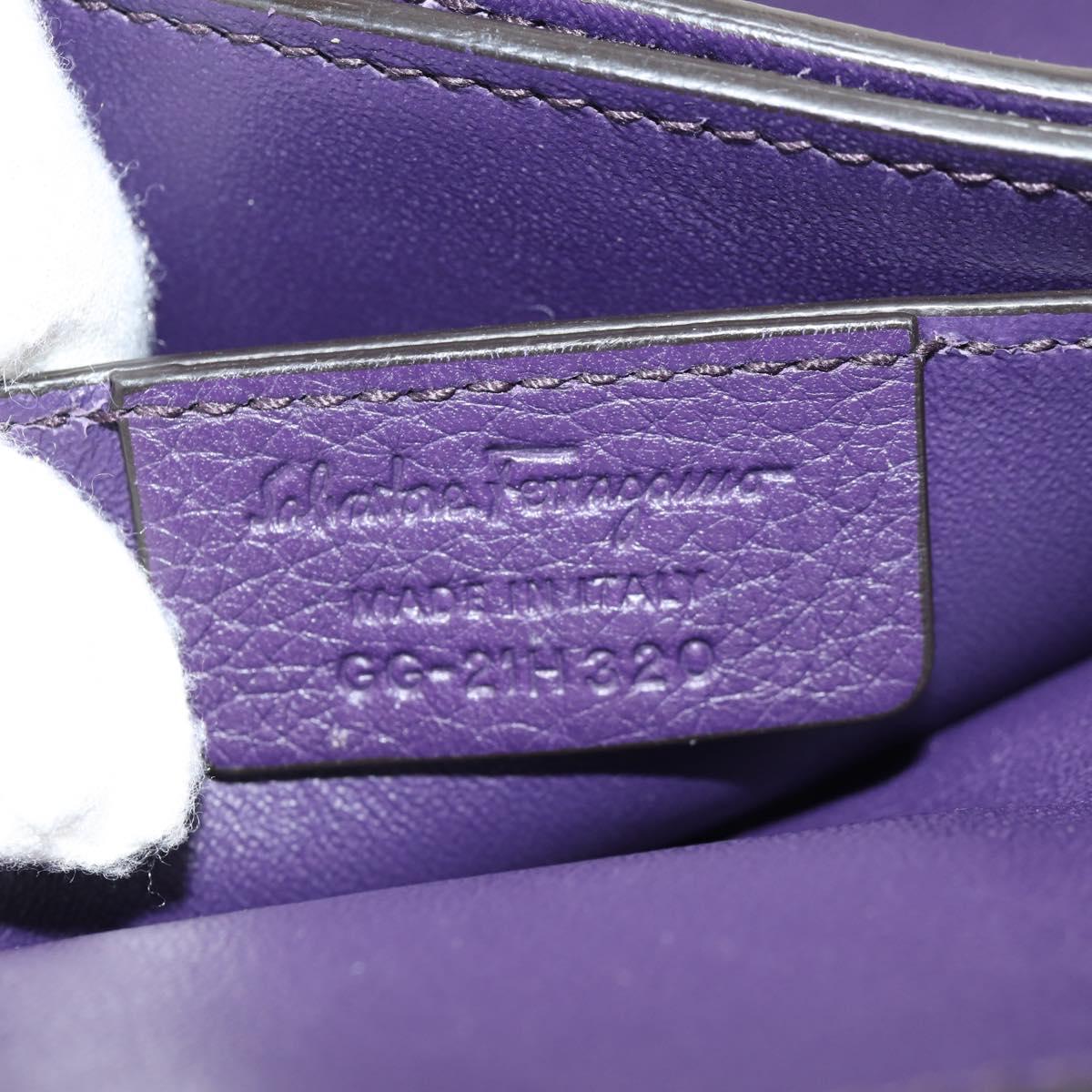 Salvatore Ferragamo Gancini Hand Bag Leather 2way Purple Gold Auth 134342V