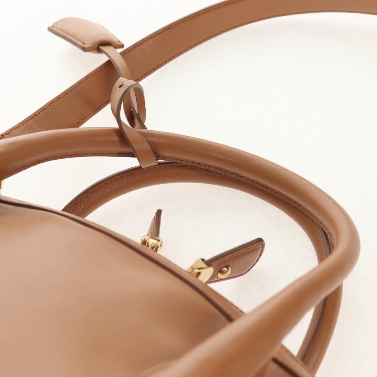 Salvatore Ferragamo Hand Bag Canvas Leather 3way Beige Gold Auth 134343V