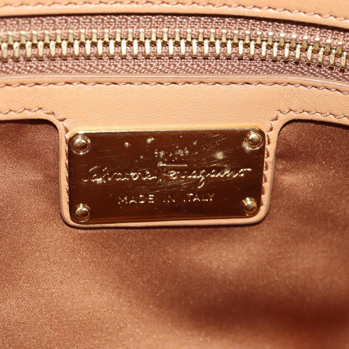 Salvatore Ferragamo Hand Bag Canvas Leather 3way Beige Gold Auth 134343V