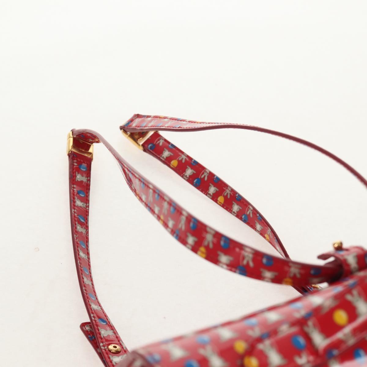 Salvatore Ferragamo Vala Backpack Vinyl Coating 3way Red Gold Auth 134344AV