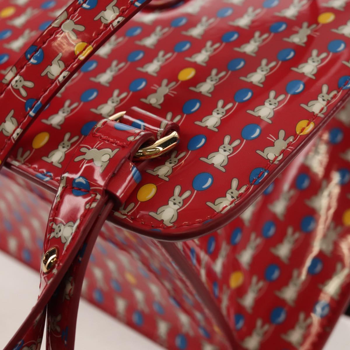 Salvatore Ferragamo Vala Backpack Vinyl Coating 3way Red Gold Auth 134344AV