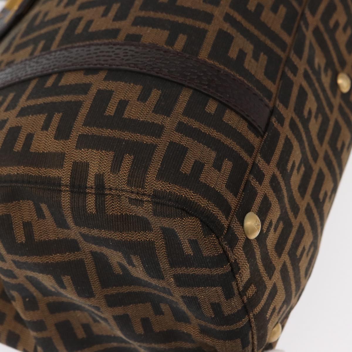 FENDI Zucca Canvas Tote Bag Black Brown Auth 134349AV