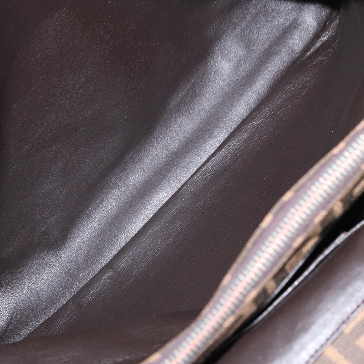 FENDI Zucca Canvas Tote Bag Black Brown Auth 134349AV