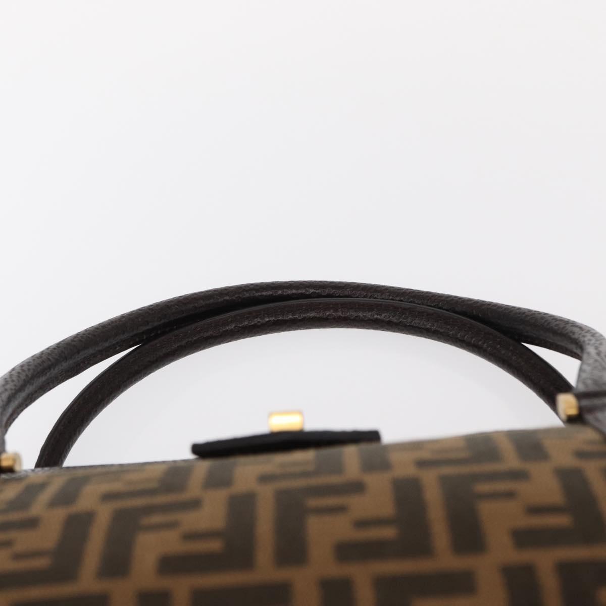 FENDI Zucca Canvas Tote Bag Black Brown Auth 134349AV