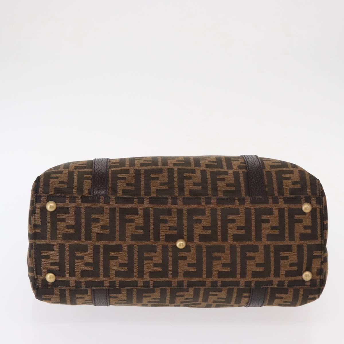 FENDI Zucca Canvas Tote Bag Black Brown Auth 134349AV