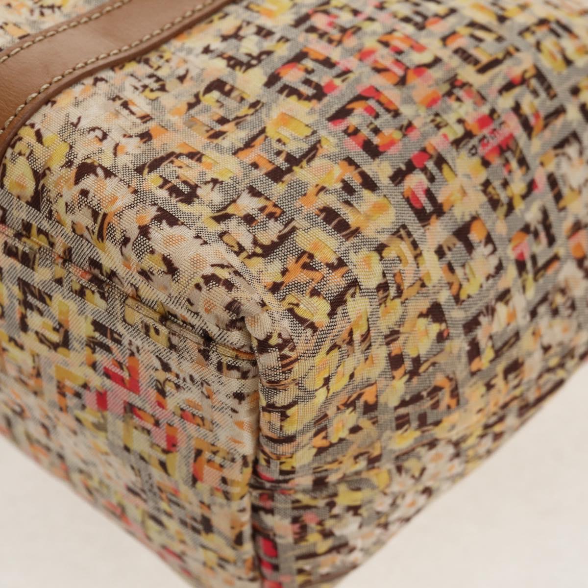 FENDI Zucchino Canvas Tote Bag Yellow Gold Auth 134352V