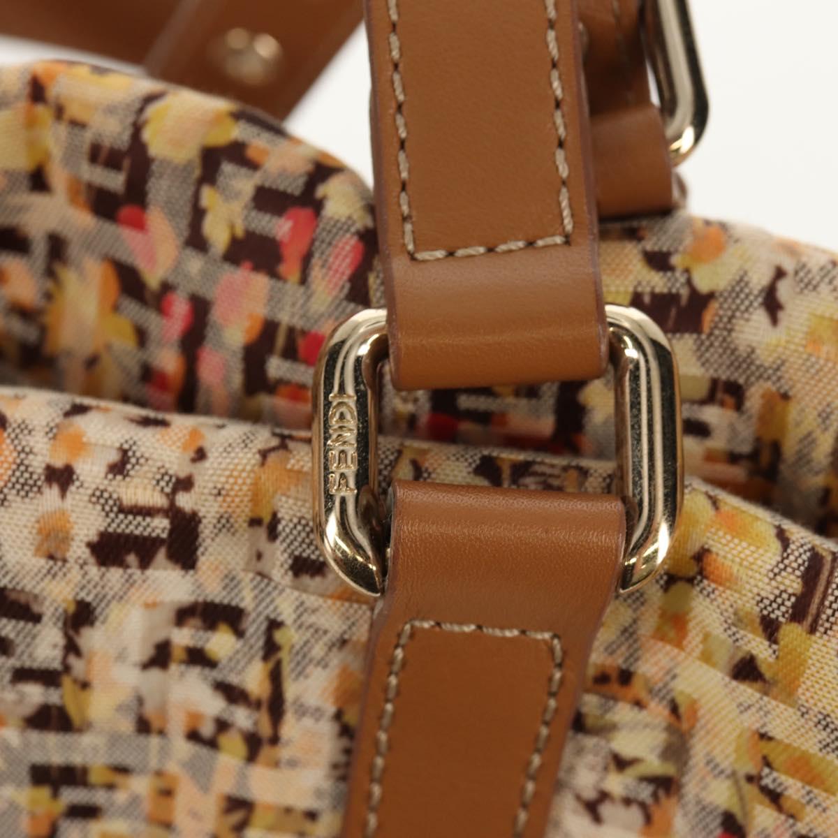 FENDI Zucchino Canvas Tote Bag Yellow Gold Auth 134352V