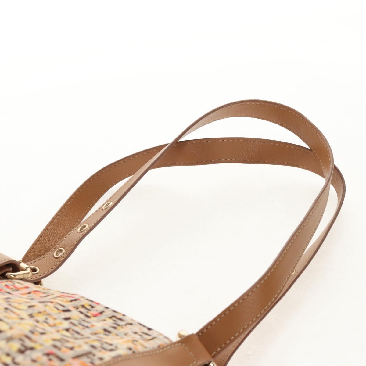 FENDI Zucchino Canvas Tote Bag Yellow Gold Auth 134352V