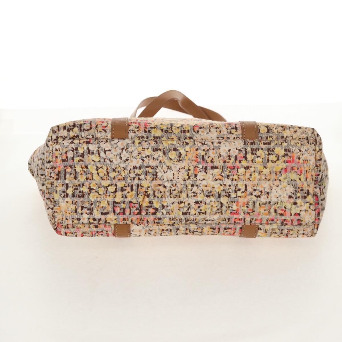 FENDI Zucchino Canvas Tote Bag Yellow Gold Auth 134352V