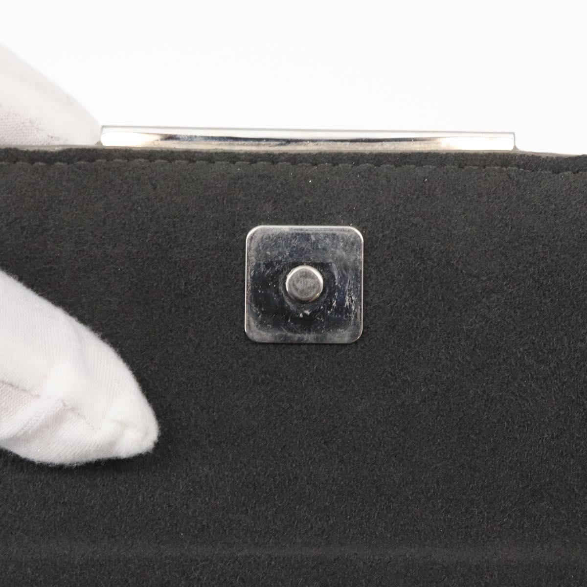 FENDI Chain Shoulder Bag Leather Silver Auth 134354V