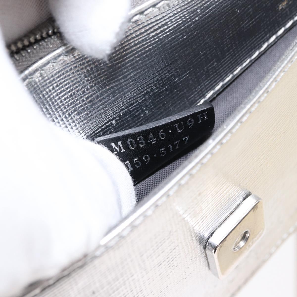 FENDI Chain Shoulder Bag Leather Silver Auth 134354V