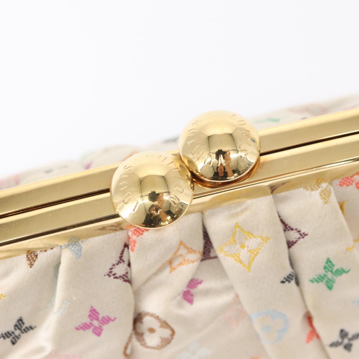 LOUIS VUITTON Multicolor Satin Omoniere Pouch White M92060 LV Auth 134363SAV