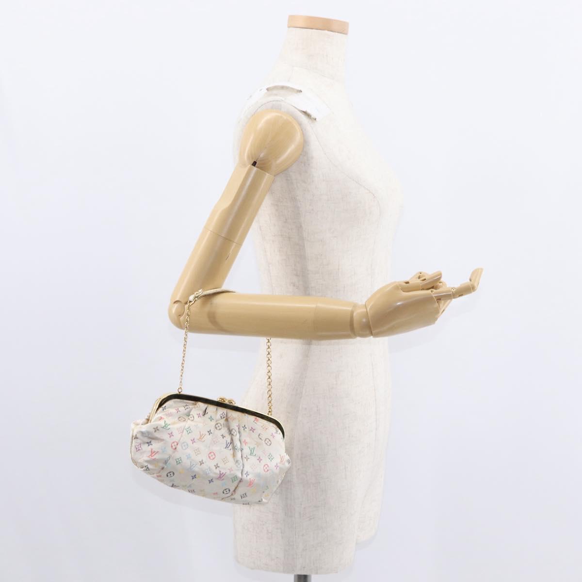 LOUIS VUITTON Multicolor Satin Omoniere Pouch White M92060 LV Auth 134363SAV