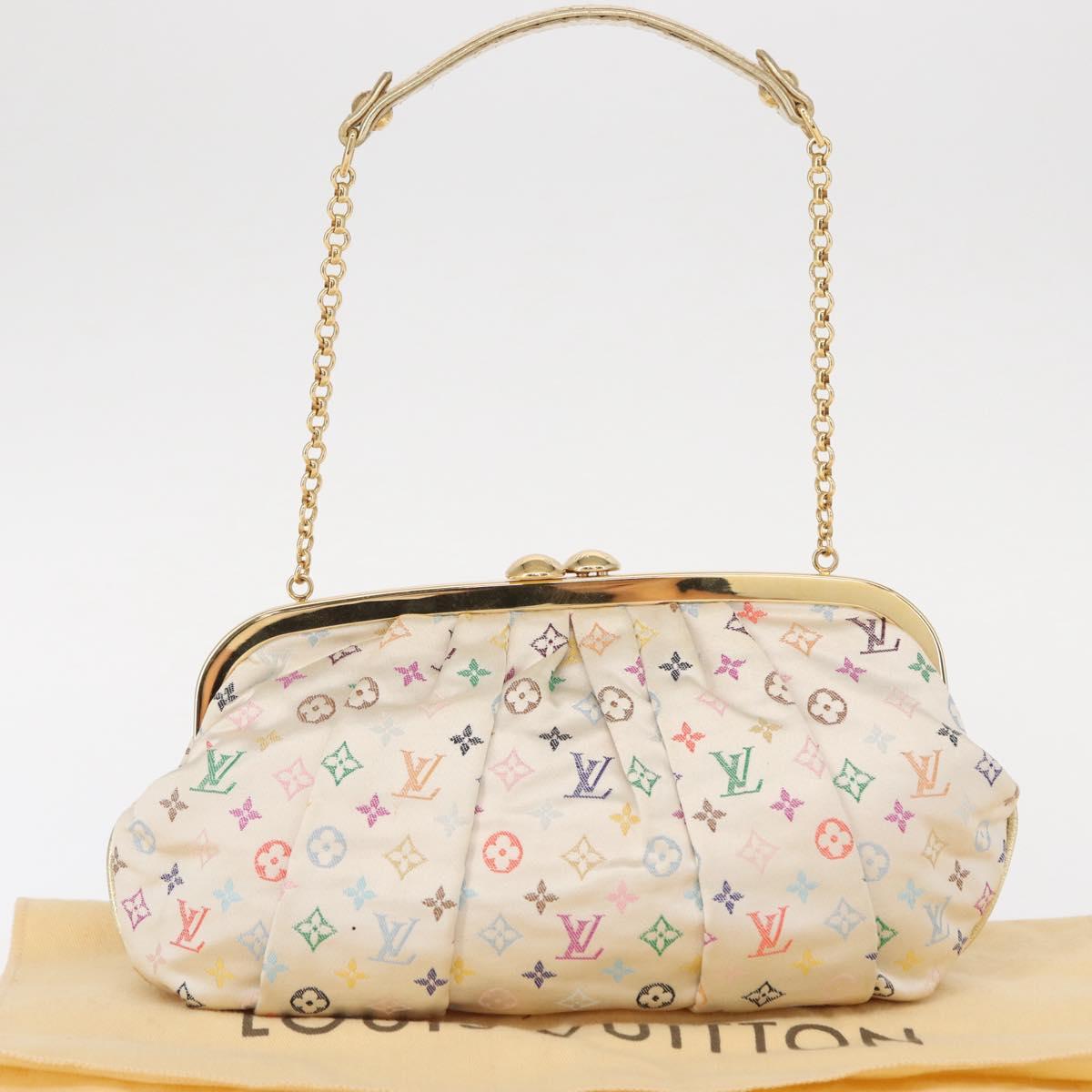 LOUIS VUITTON Multicolor Satin Omoniere Pouch White M92060 LV Auth 134363SAV