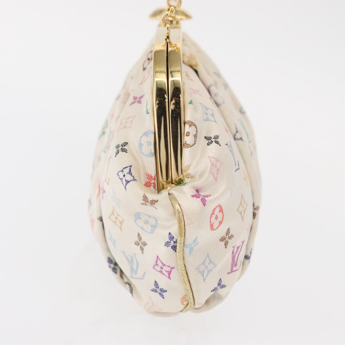 LOUIS VUITTON Multicolor Satin Omoniere Pouch White M92060 LV Auth 134363SAV