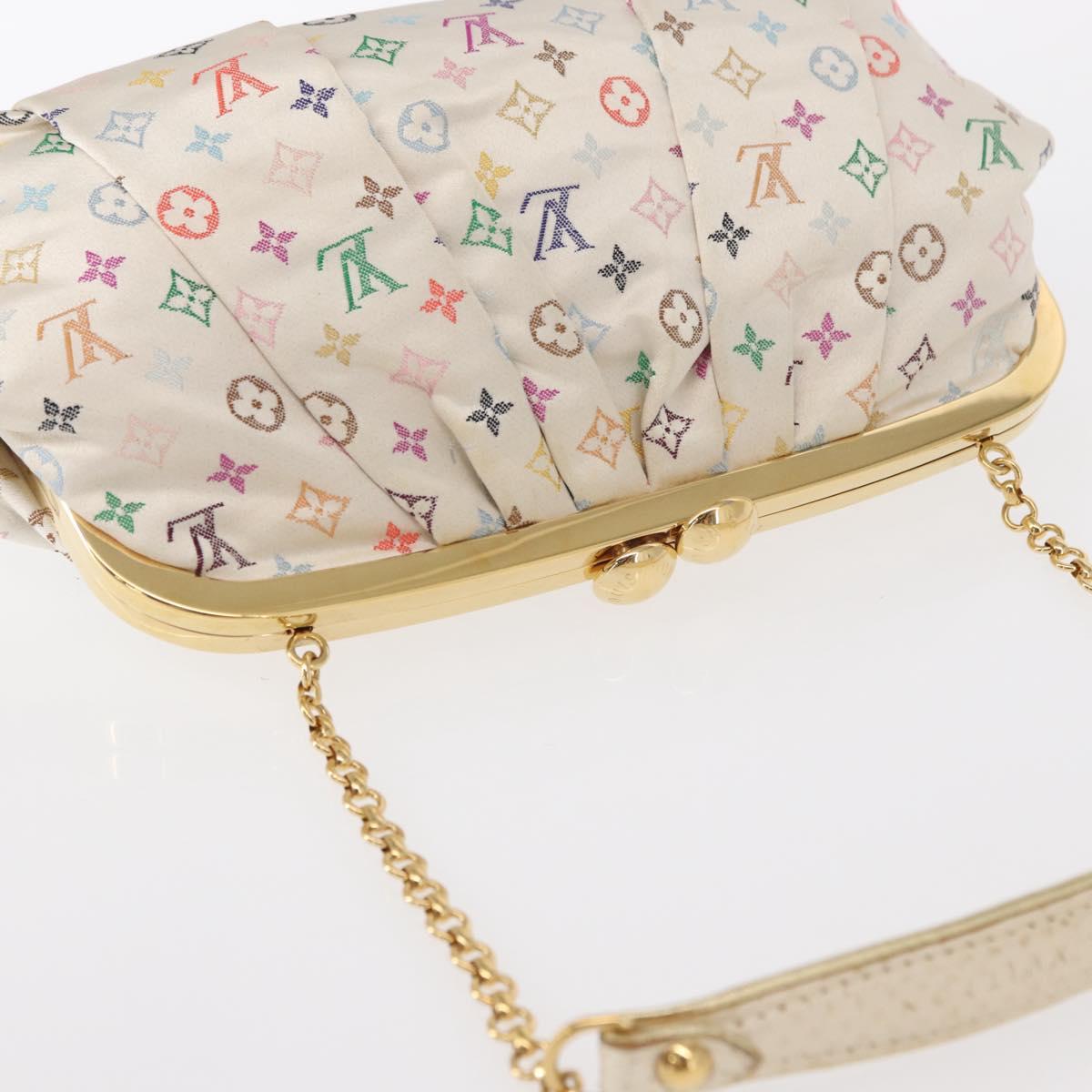 LOUIS VUITTON Multicolor Satin Omoniere Pouch White M92060 LV Auth 134363SAV