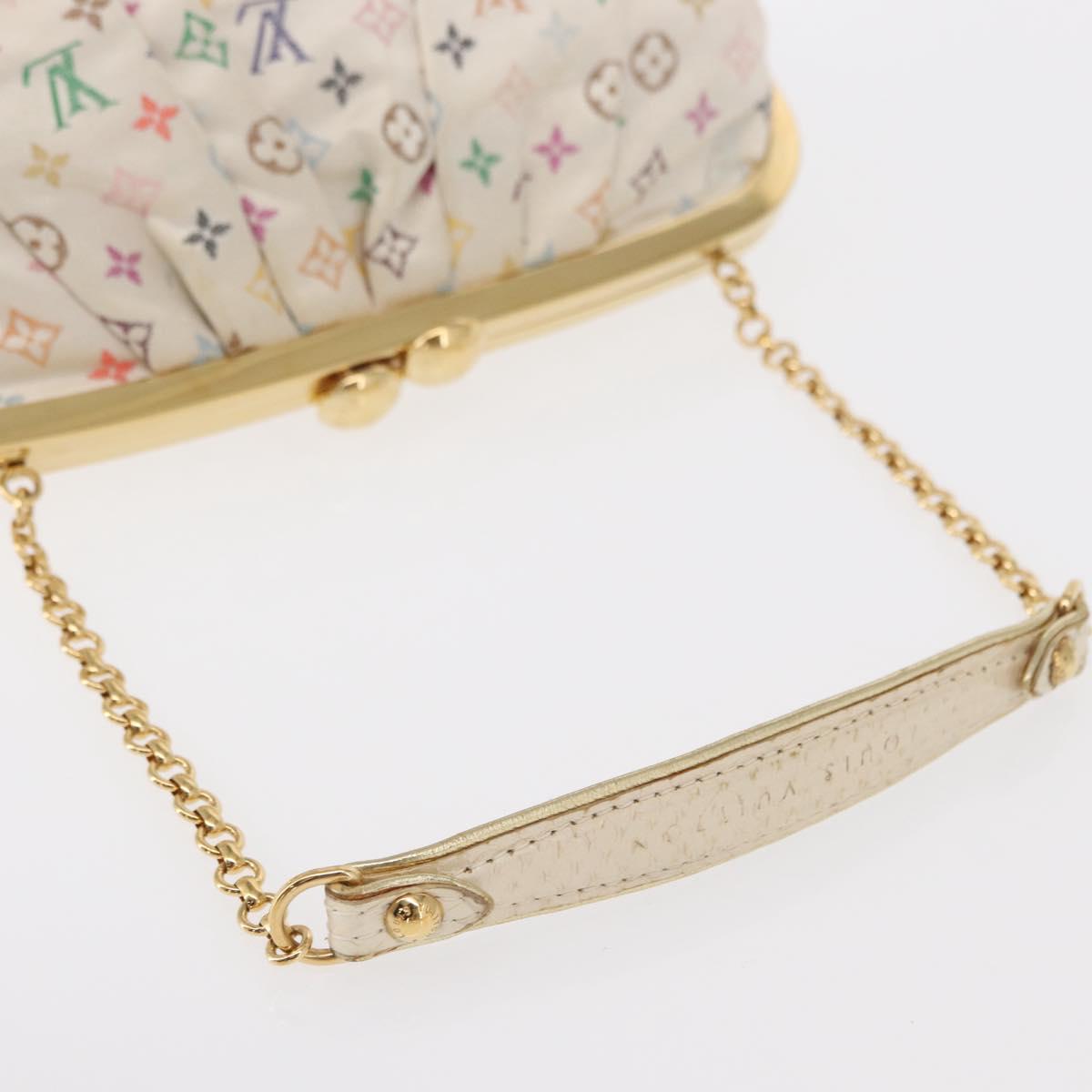 LOUIS VUITTON Multicolor Satin Omoniere Pouch White M92060 LV Auth 134363SAV