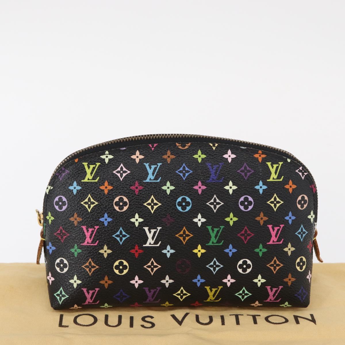 LOUIS VUITTON Multicolor Pochette Cosmetic Pouch Black M47355 LV Auth 134365V