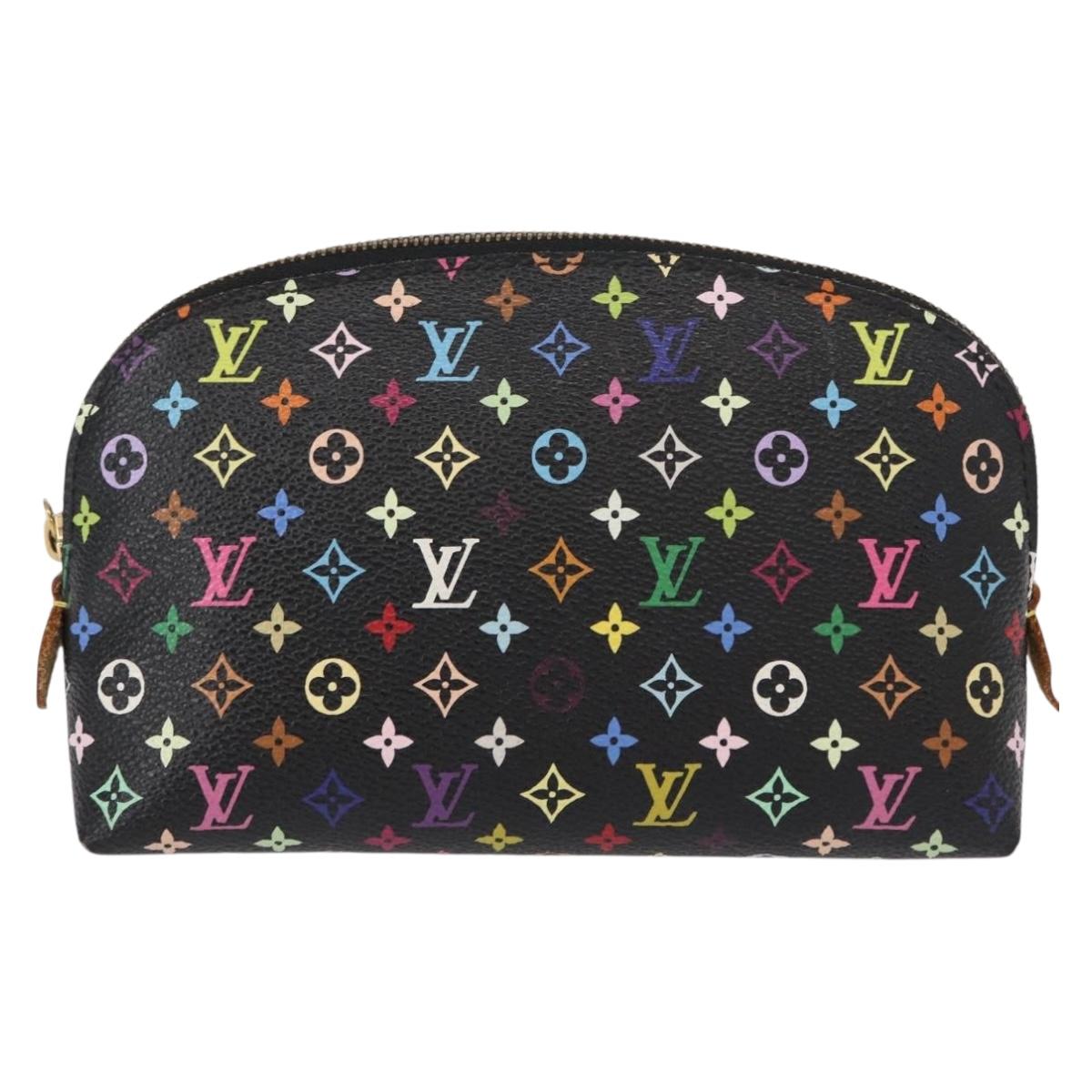 LOUIS VUITTON Multicolor Pochette Cosmetic Pouch Black M47355 LV Auth 134365V