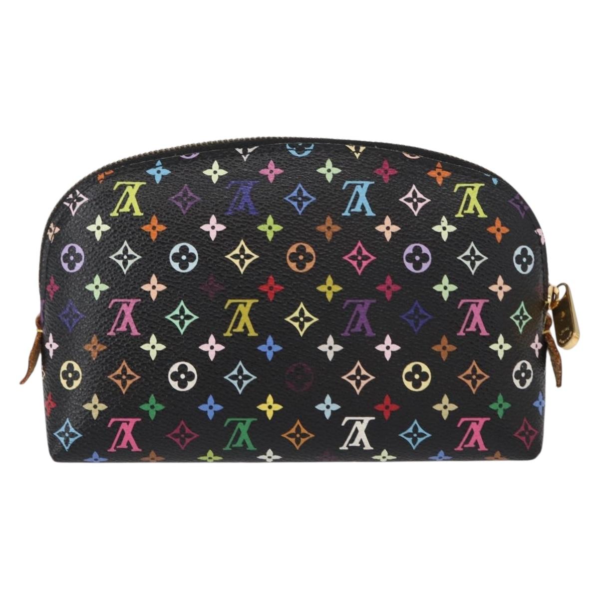 LOUIS VUITTON Multicolor Pochette Cosmetic Pouch Black M47355 LV Auth 134365V