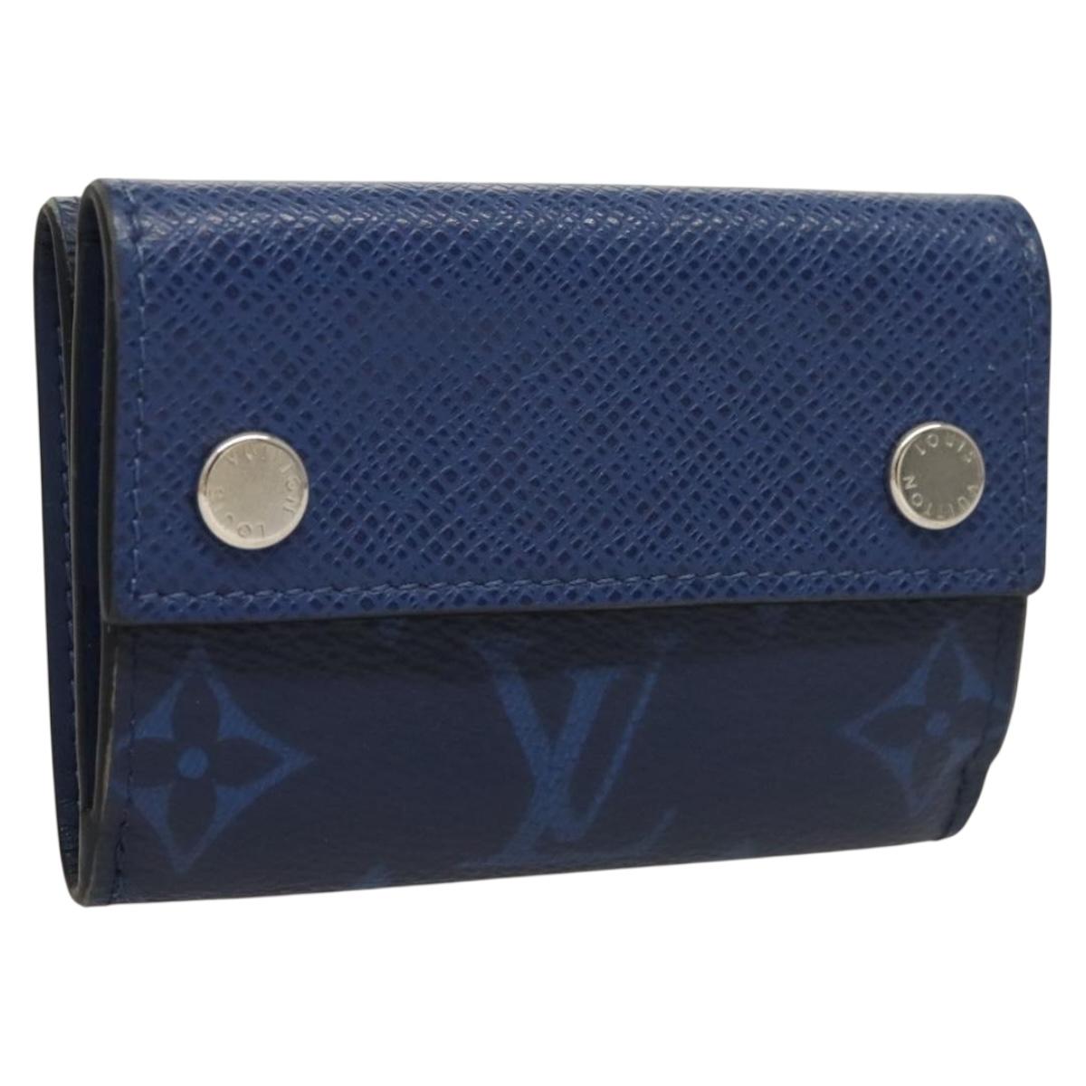 LOUIS VUITTON Taigalama Discovery Compact wallet Wallet Blue M67620 Auth 134375