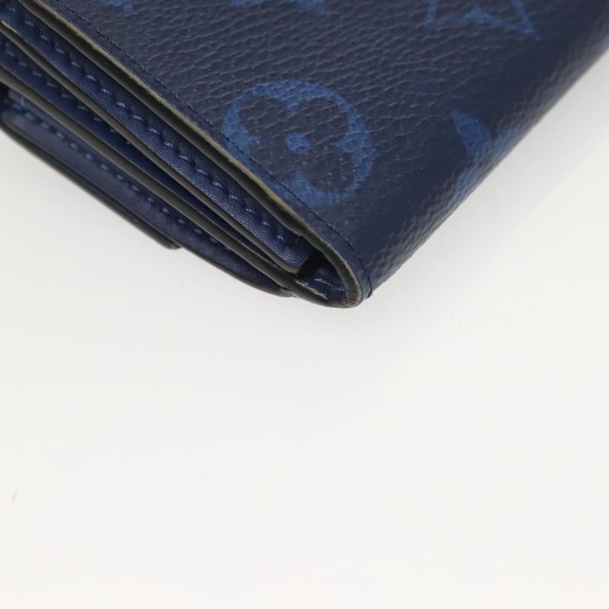 LOUIS VUITTON Taigalama Discovery Compact wallet Wallet Blue M67620 Auth 134375
