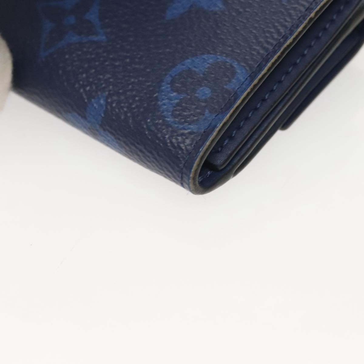 LOUIS VUITTON Taigalama Discovery Compact wallet Wallet Blue M67620 Auth 134375