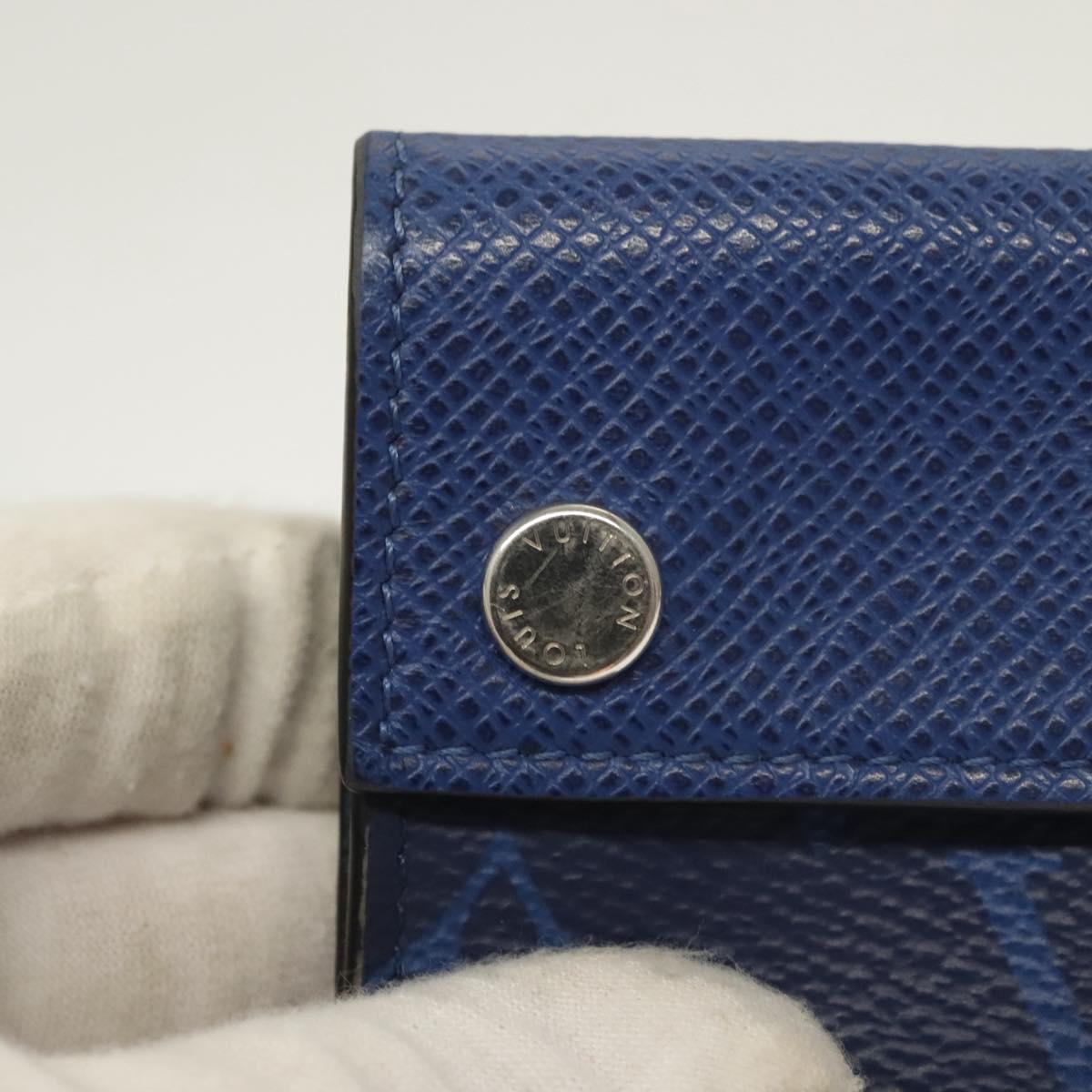 LOUIS VUITTON Taigalama Discovery Compact wallet Wallet Blue M67620 Auth 134375