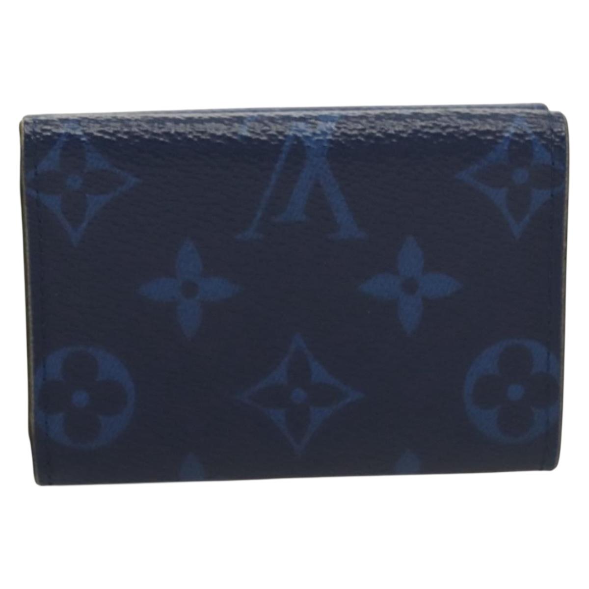 LOUIS VUITTON Taigalama Discovery Compact wallet Wallet Blue M67620 Auth 134375