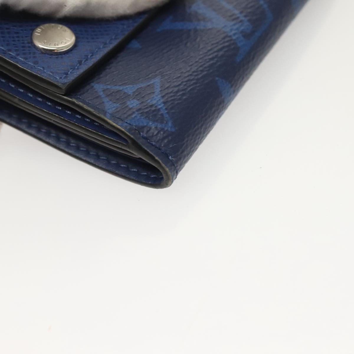 LOUIS VUITTON Taigalama Discovery Compact wallet Wallet Blue M67620 Auth 134375