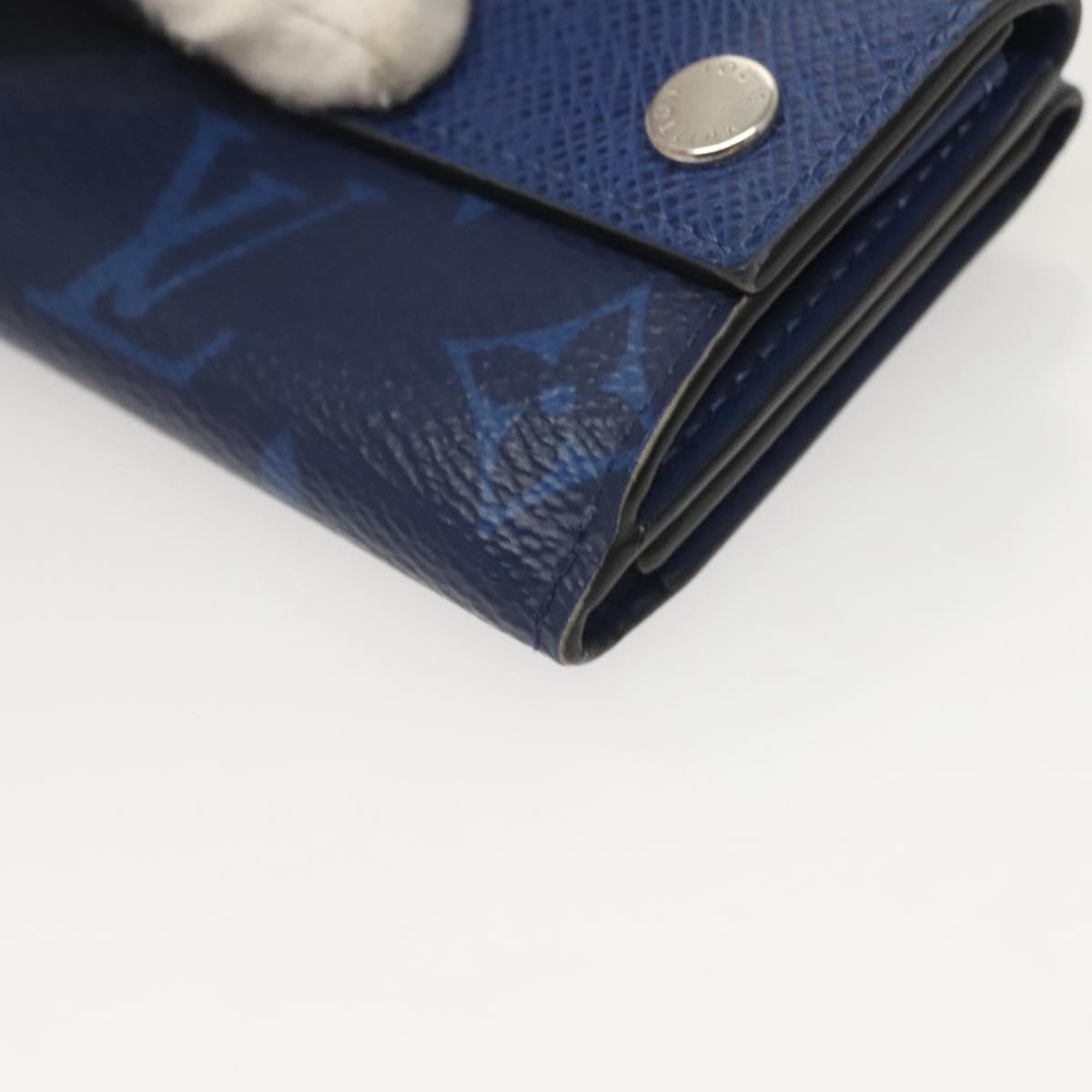 LOUIS VUITTON Taigalama Discovery Compact wallet Wallet Blue M67620 Auth 134375