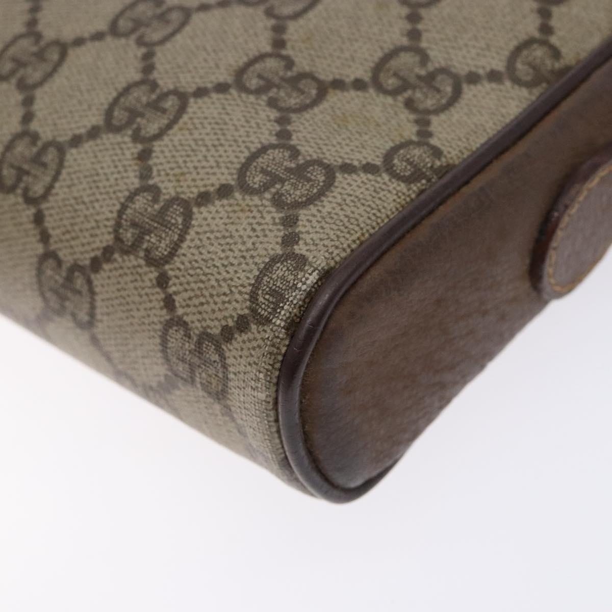 GUCCI GG Supreme Web Sherry Line Bag PVC Beige Gold 001 122 6594 Auth 134379