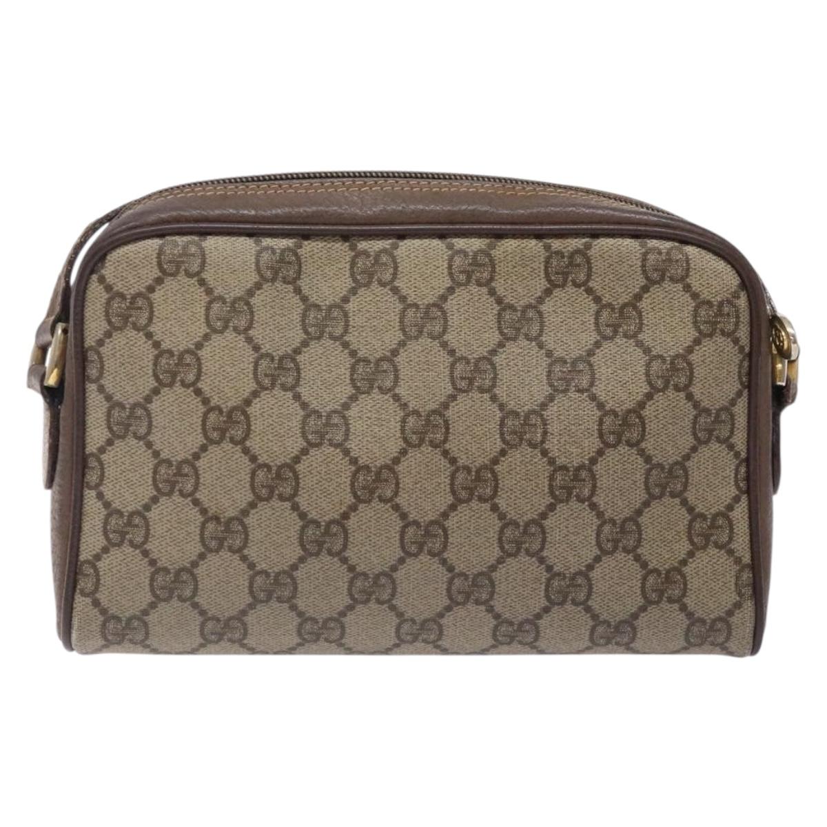 GUCCI GG Supreme Web Sherry Line Bag PVC Beige Gold 001 122 6594 Auth 134379