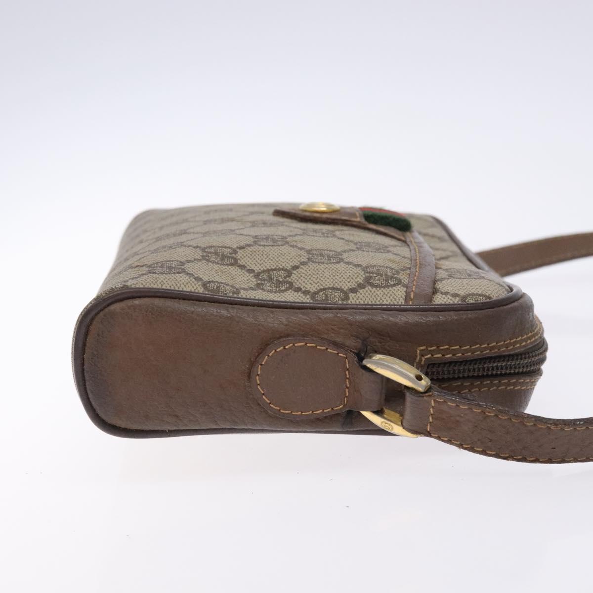 GUCCI GG Supreme Web Sherry Line Bag PVC Beige Gold 001 122 6594 Auth 134379