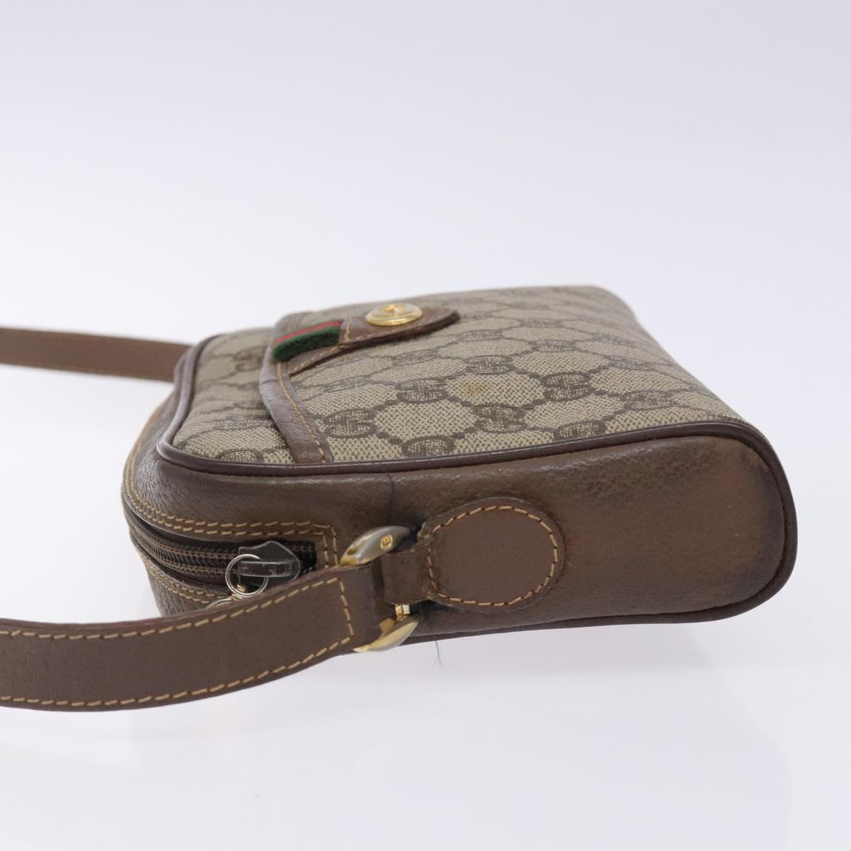 GUCCI GG Supreme Web Sherry Line Bag PVC Beige Gold 001 122 6594 Auth 134379