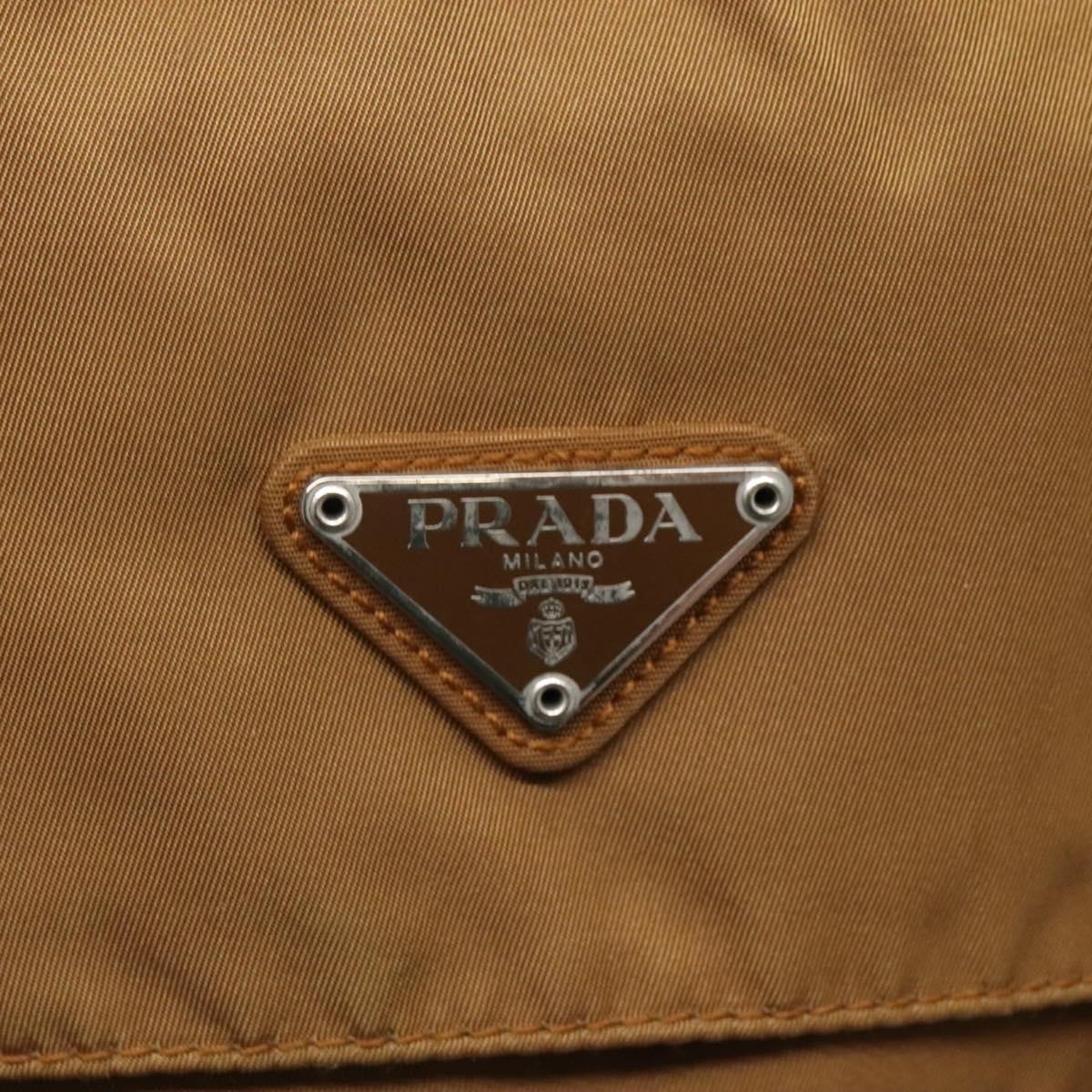 PRADA Shoulder Bag Nylon Brown Silver Auth 134382