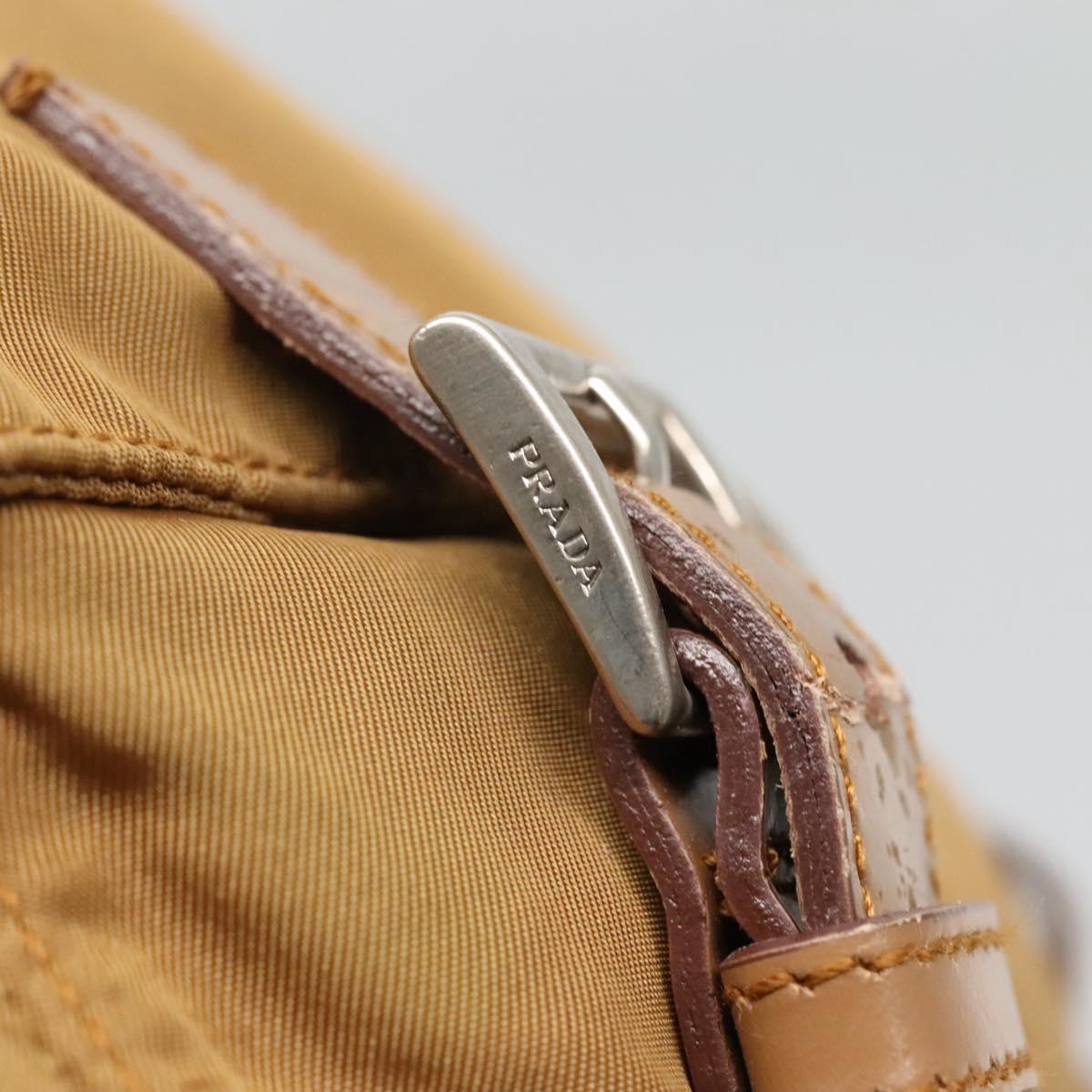 PRADA Shoulder Bag Nylon Brown Silver Auth 134382