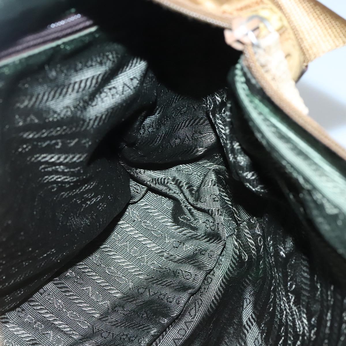 PRADA Shoulder Bag Nylon Brown Silver Auth 134382