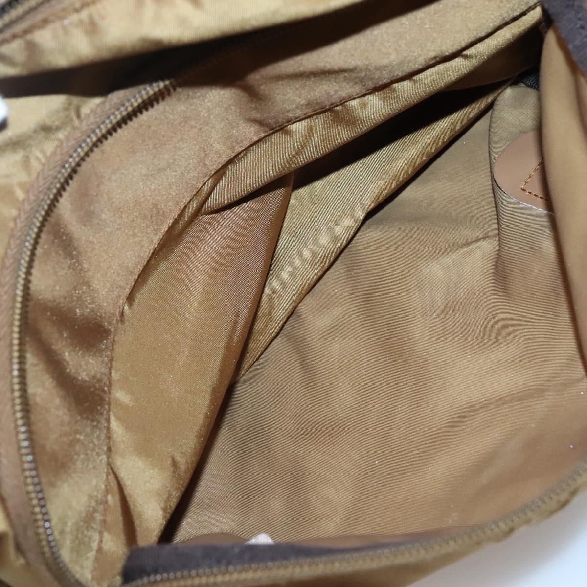 PRADA Shoulder Bag Nylon Brown Silver Auth 134382