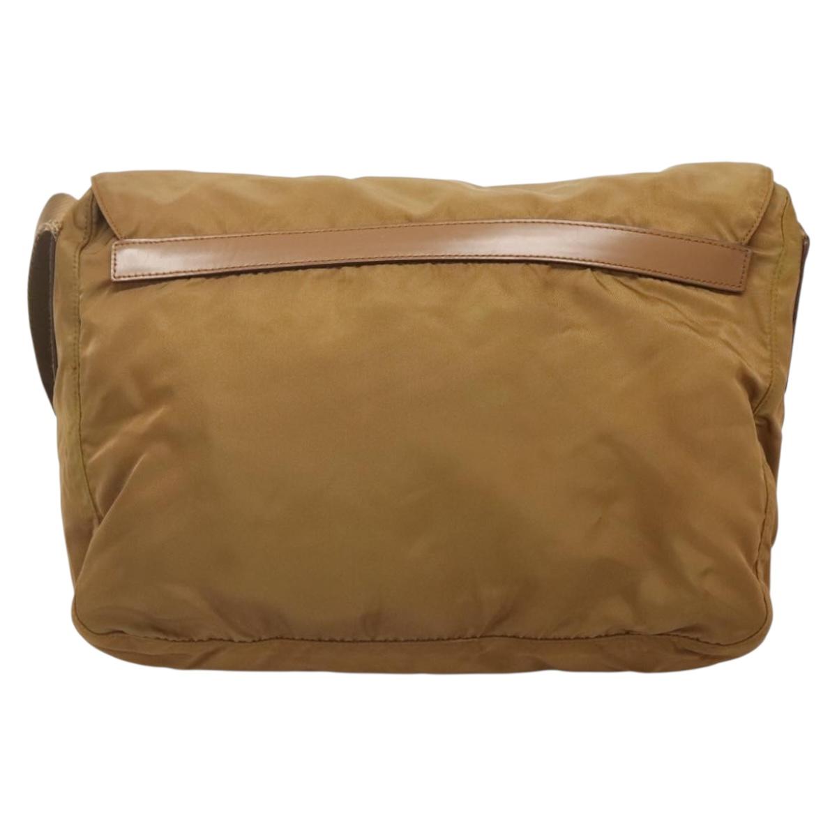 PRADA Shoulder Bag Nylon Brown Silver Auth 134382