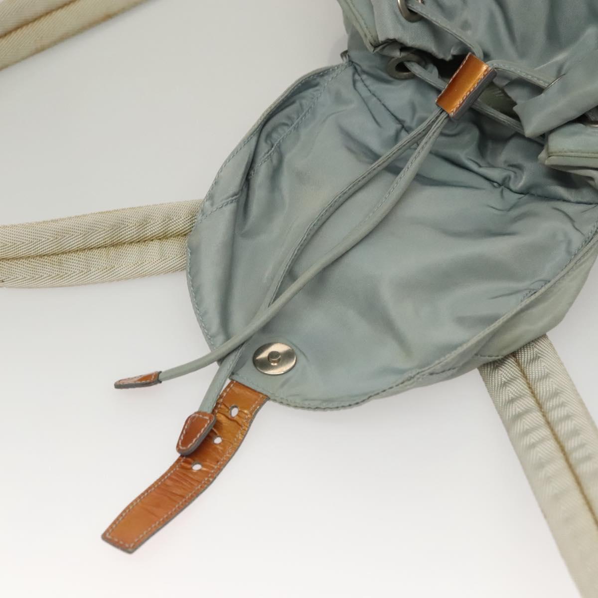 PRADA Backpack Nylon Light Blue Silver Auth 134383