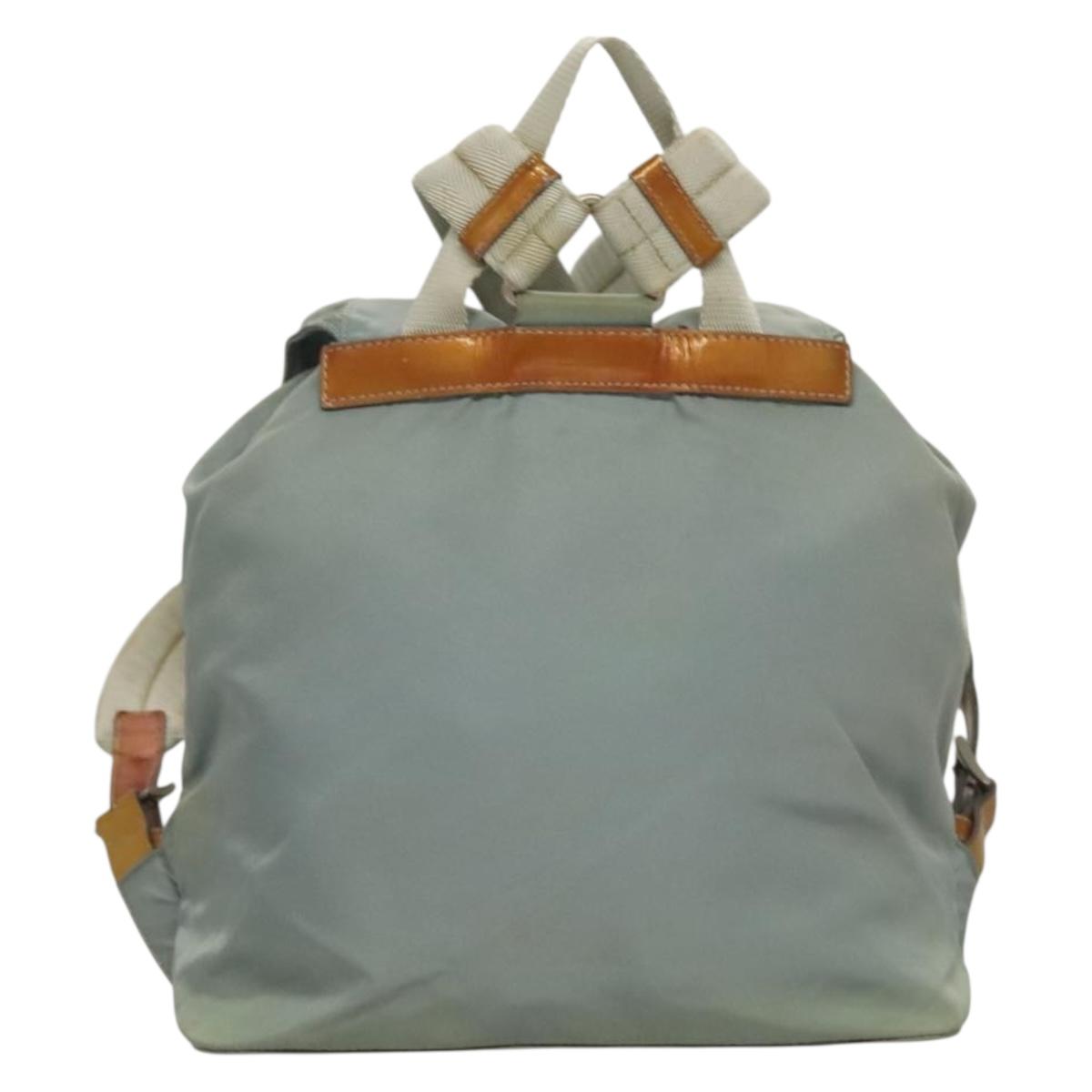 PRADA Backpack Nylon Light Blue Silver Auth 134383