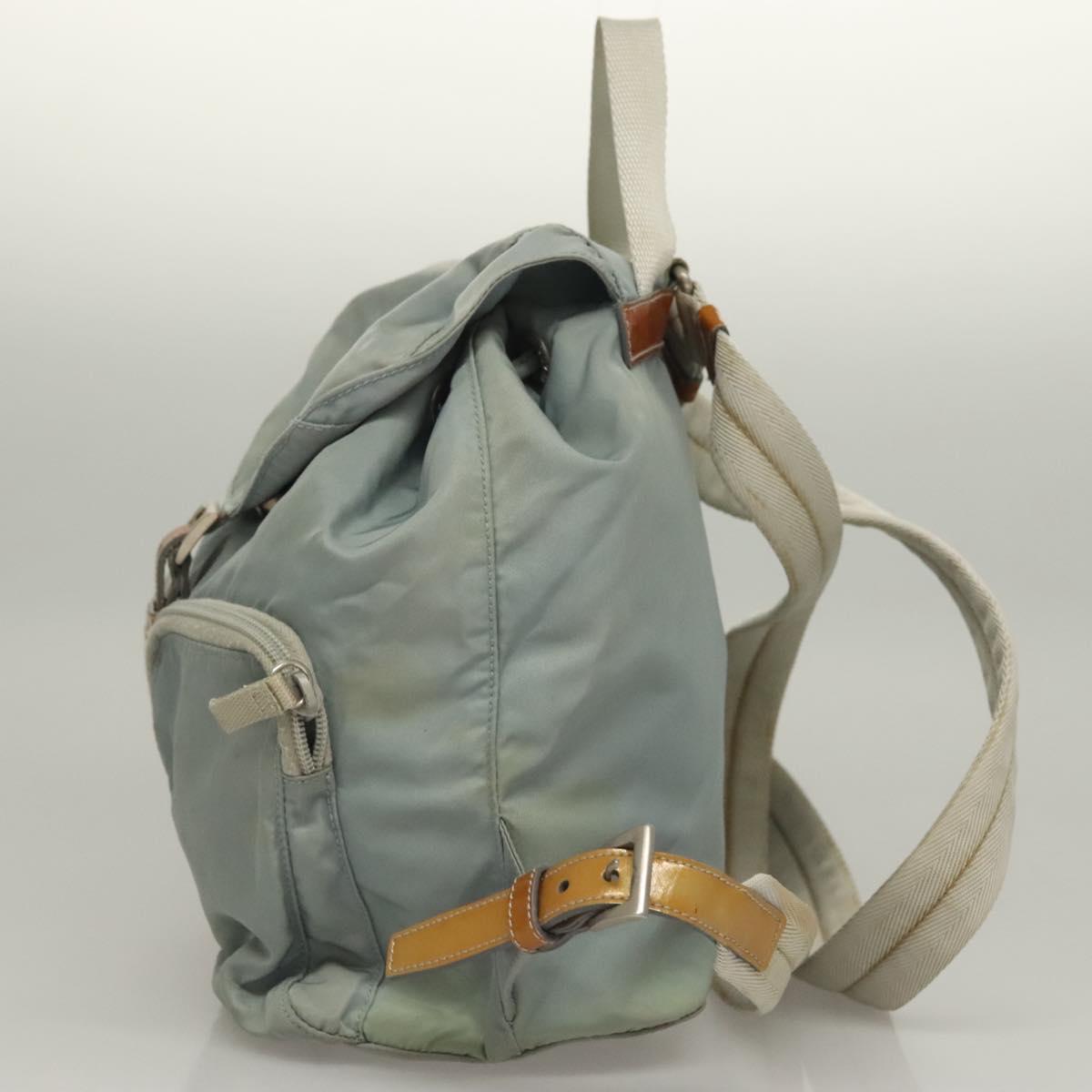 PRADA Backpack Nylon Light Blue Silver Auth 134383