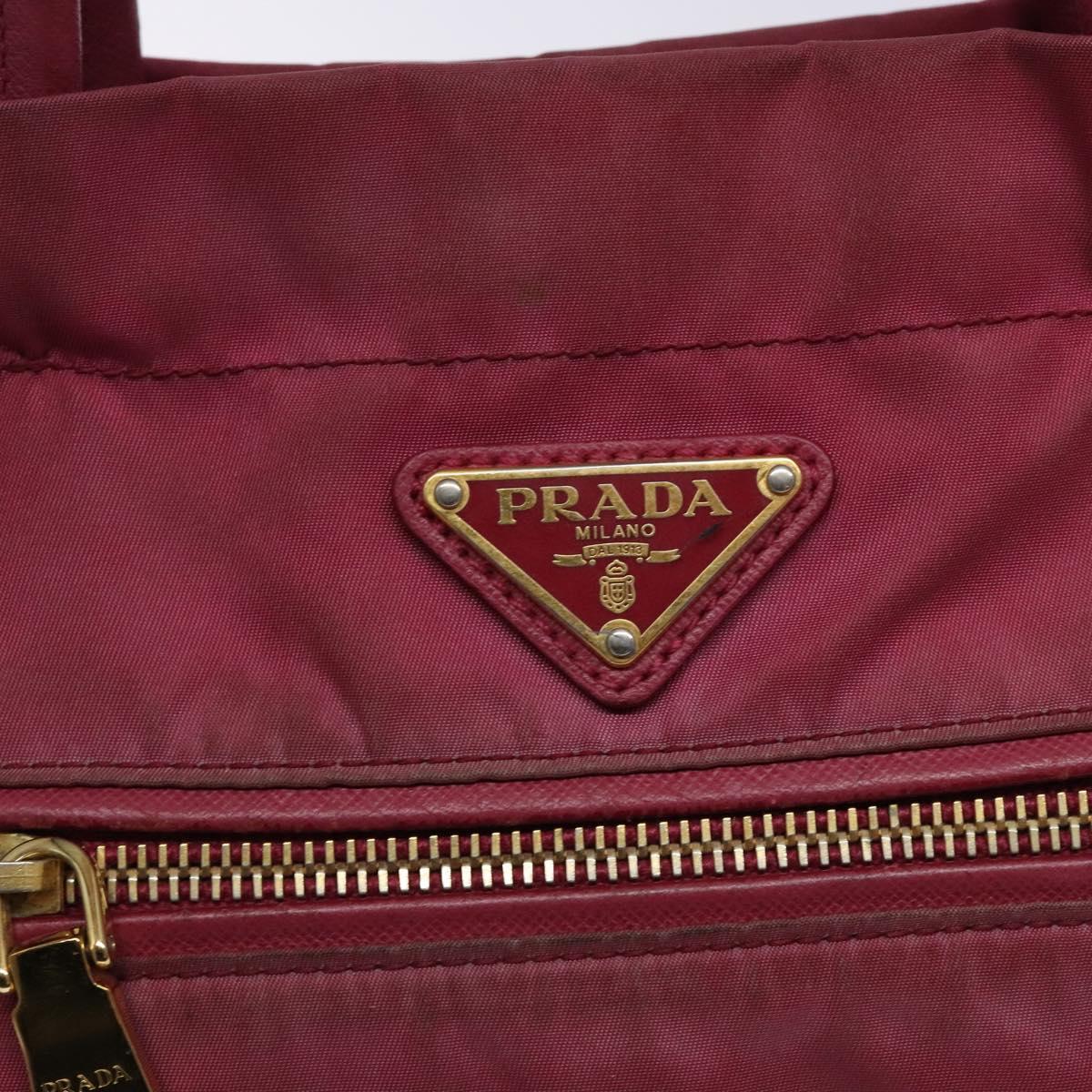 PRADA Hand Bag Nylon Pink Gold Auth 134403