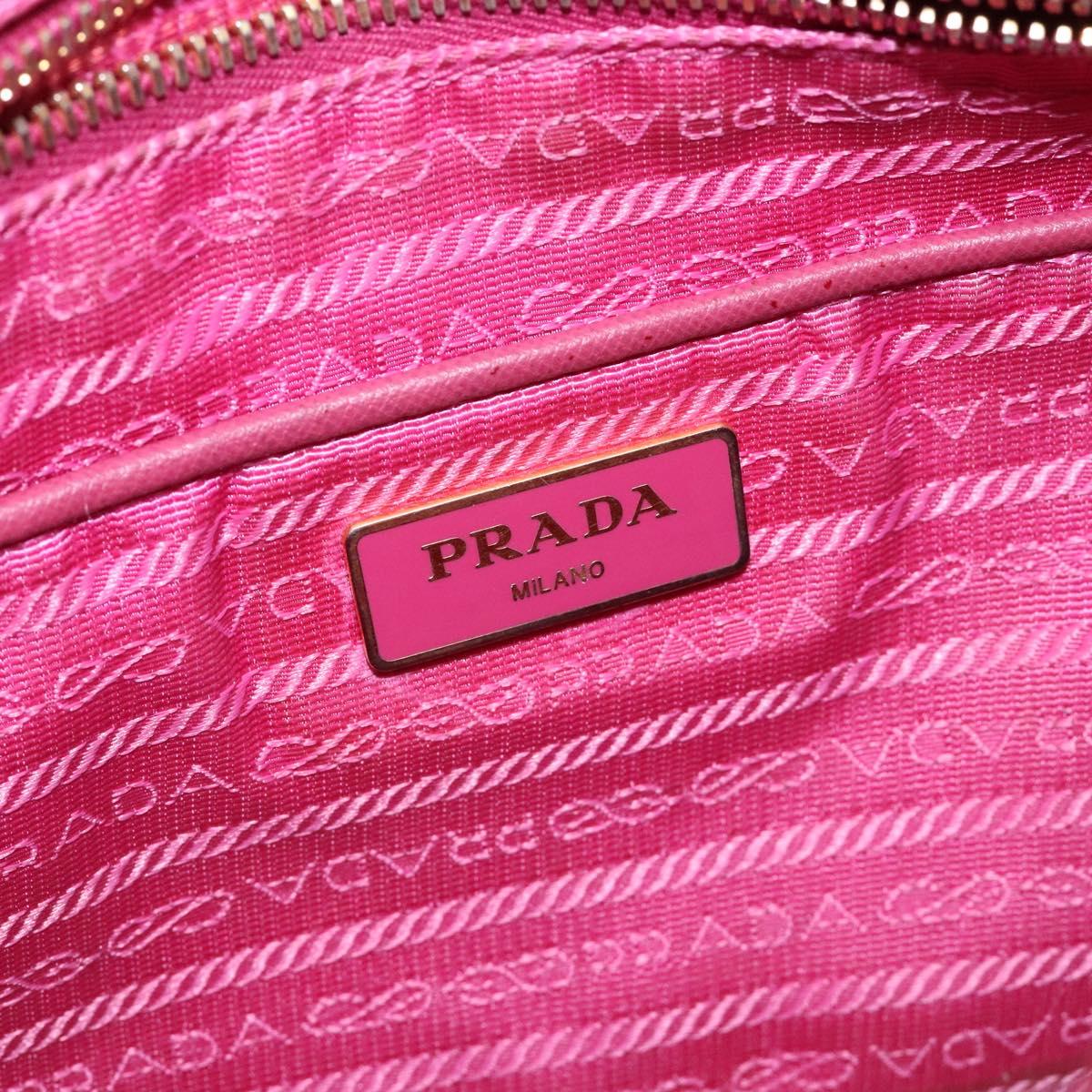 PRADA Hand Bag Nylon Pink Gold Auth 134403