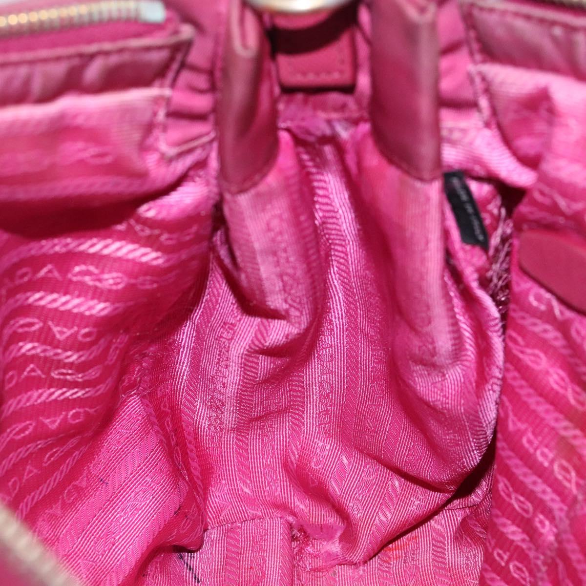 PRADA Hand Bag Nylon Pink Gold Auth 134403